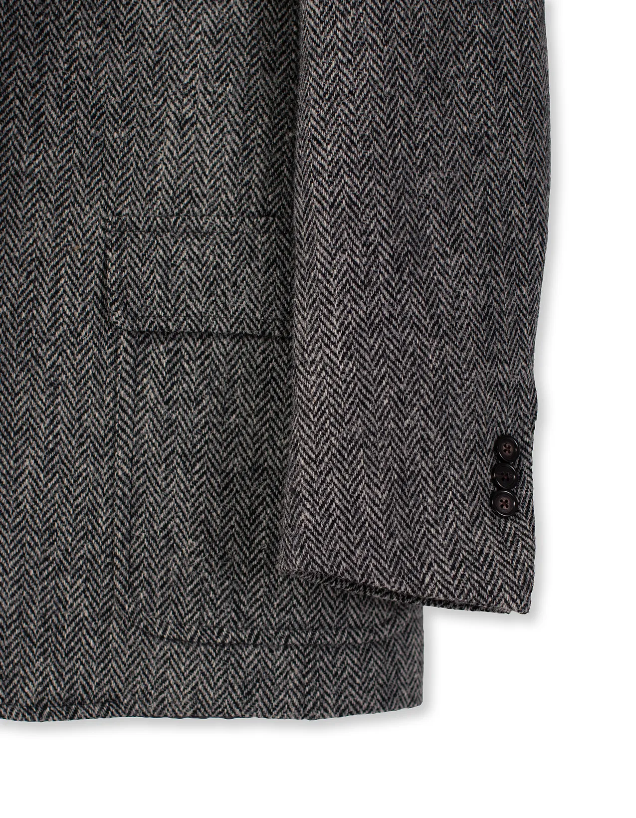 HARRIS TWEED BLACK/WHITE HERRINGBONE SPORT COAT - CLASSIC FIT