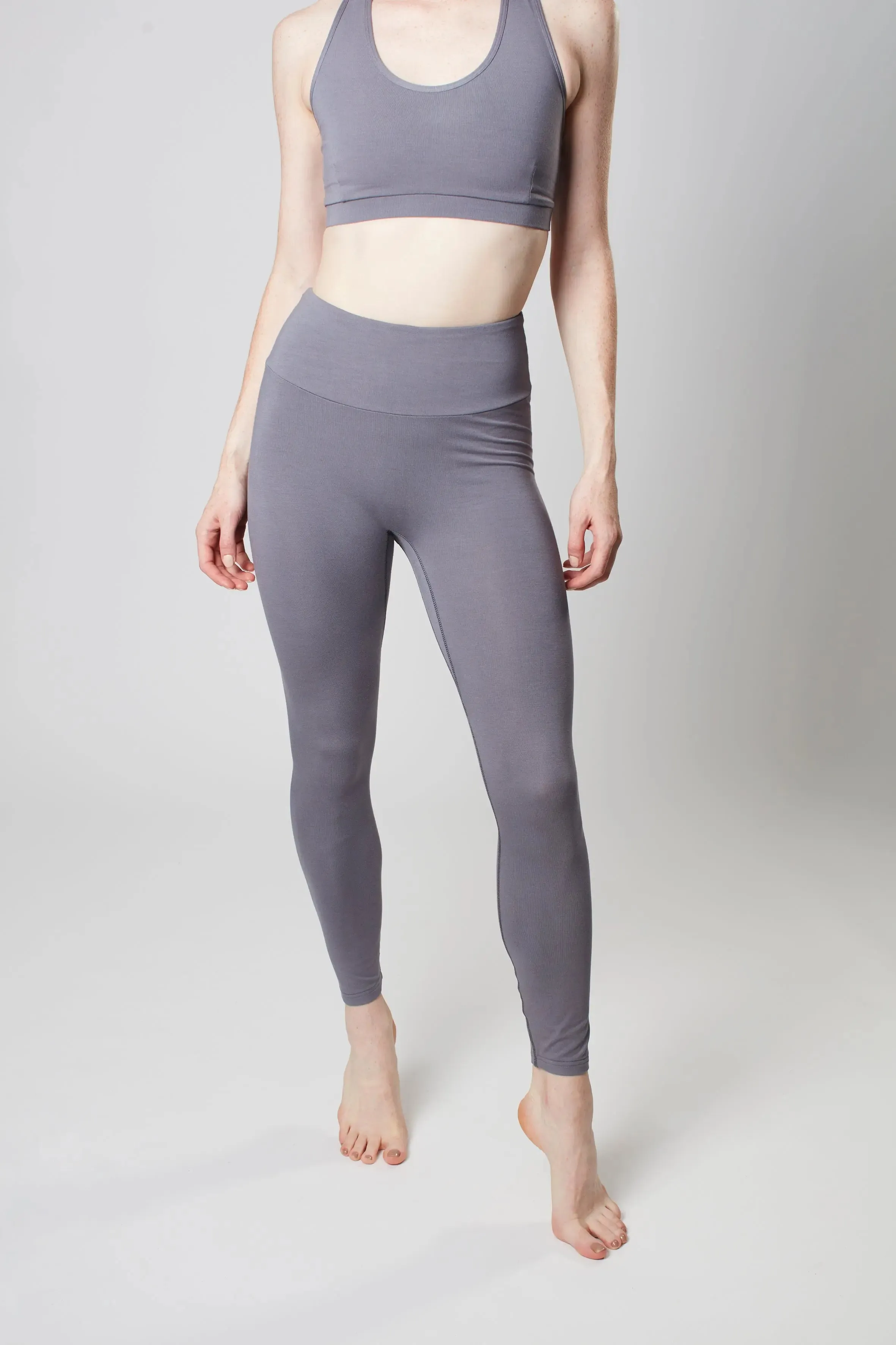 High Waisted Leggings - Pearl Grey