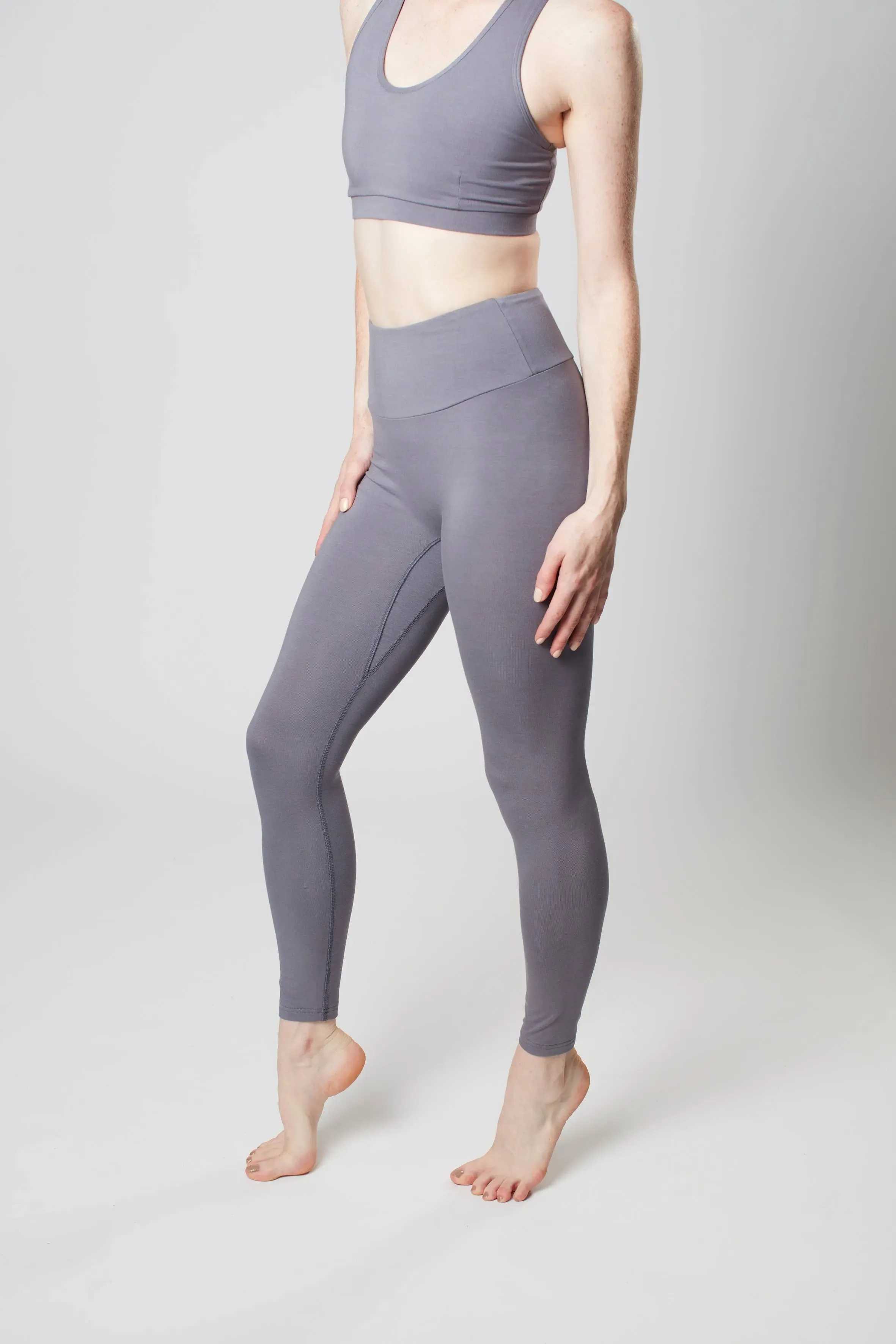 High Waisted Leggings - Pearl Grey