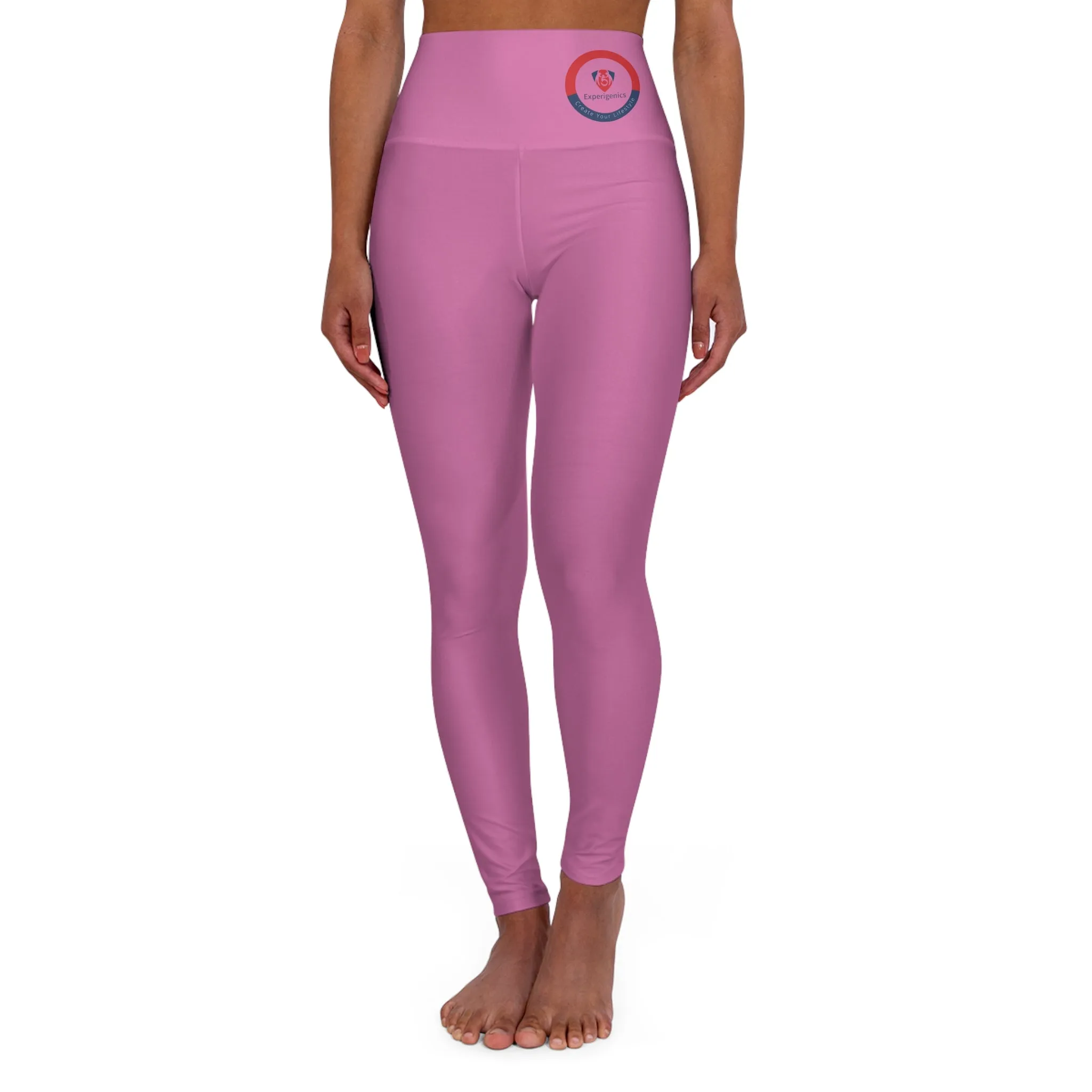 High Waisted Pink Yoga Leggings (AOP)