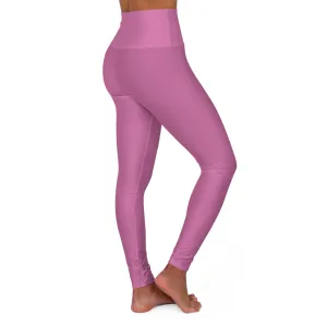 High Waisted Pink Yoga Leggings (AOP)