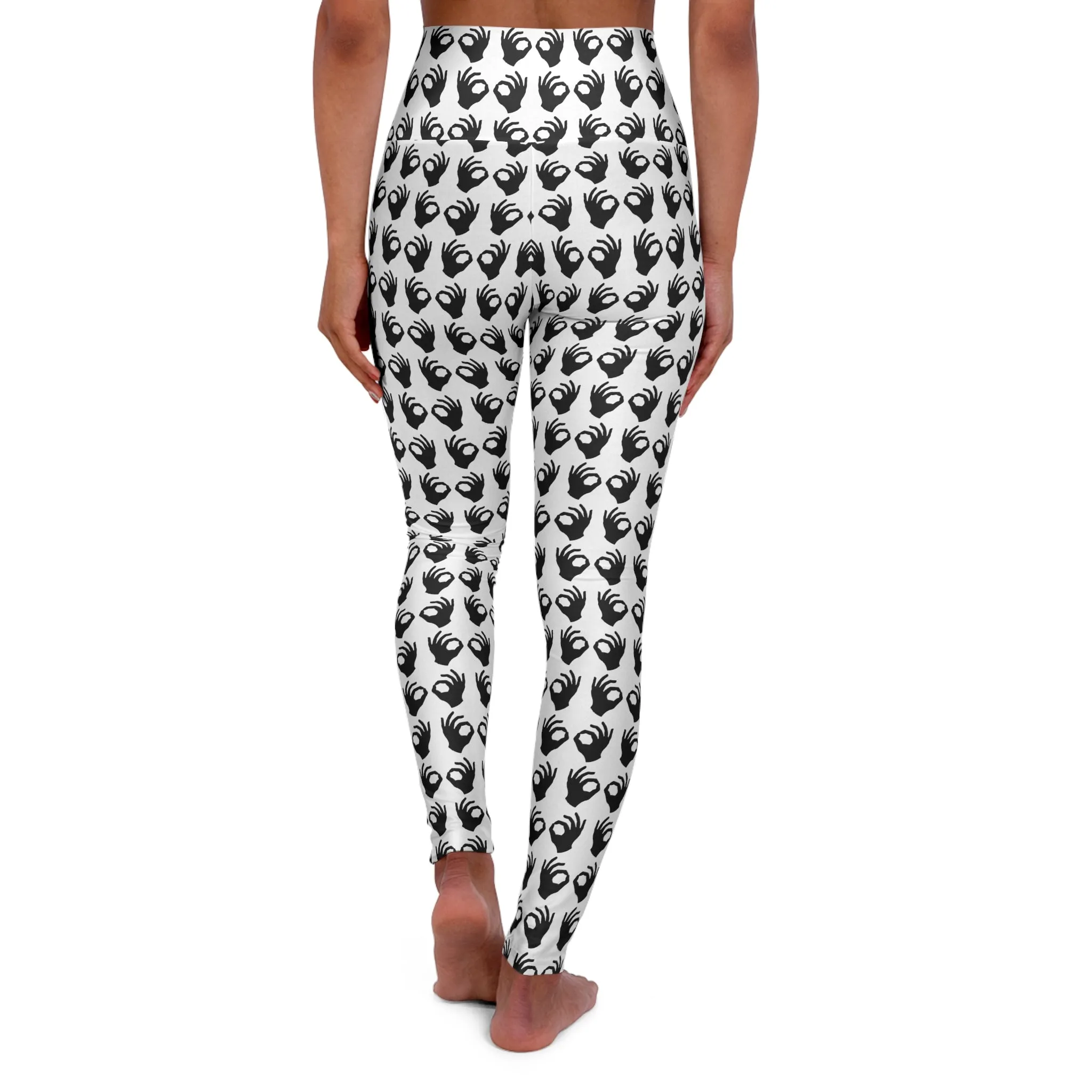 High Waisted Yoga Leggings - White/Black Griddy