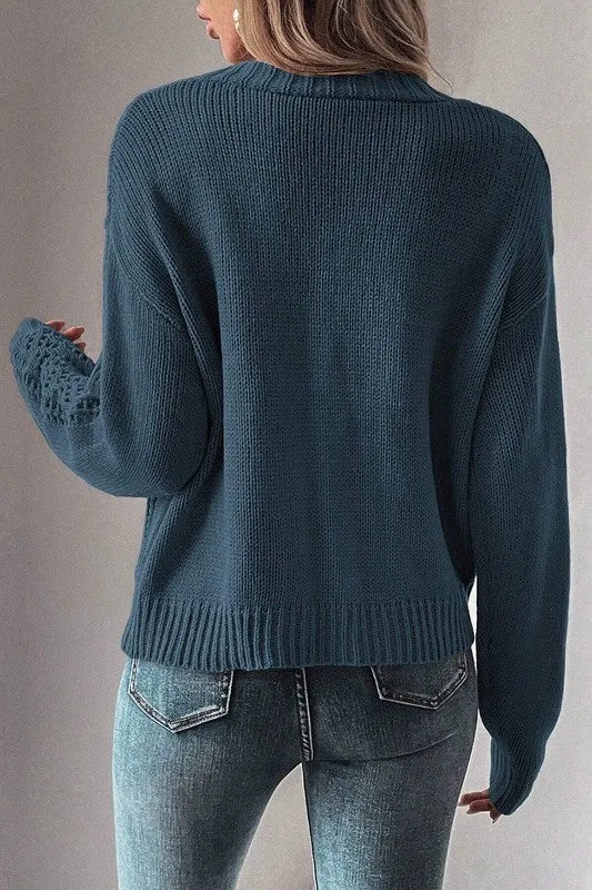 Hollow Knit Drop Shoulder Cardigan