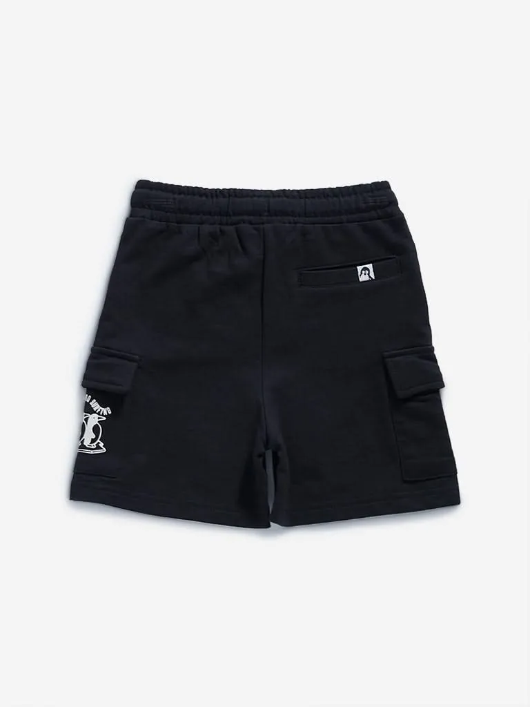 HOP Kids Black Cargo-Style Mid Rise Shorts