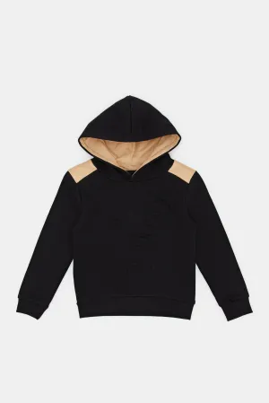 Infant Boys Black Embossed Hooded Sweatshirt