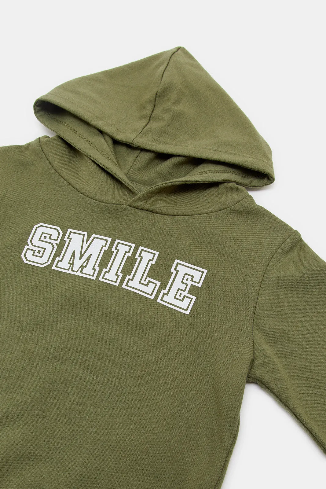 Infant Boys Olive Smile Print Sweatshirt