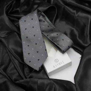 Kovove Black Polka Dot Neck Tie For Men