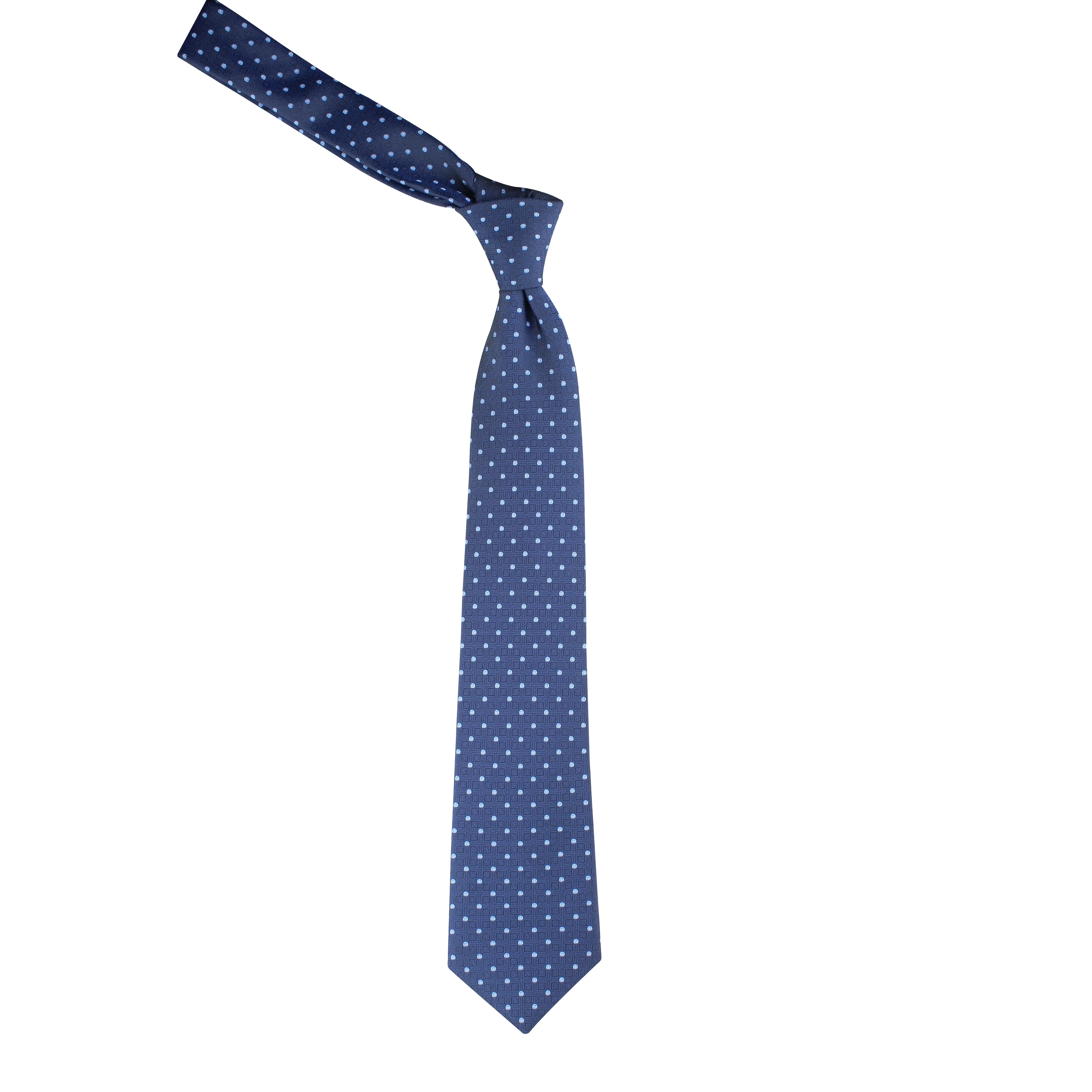 Kovove Classy Blue Polka Dot Necktie and Pocket Square Gift Box