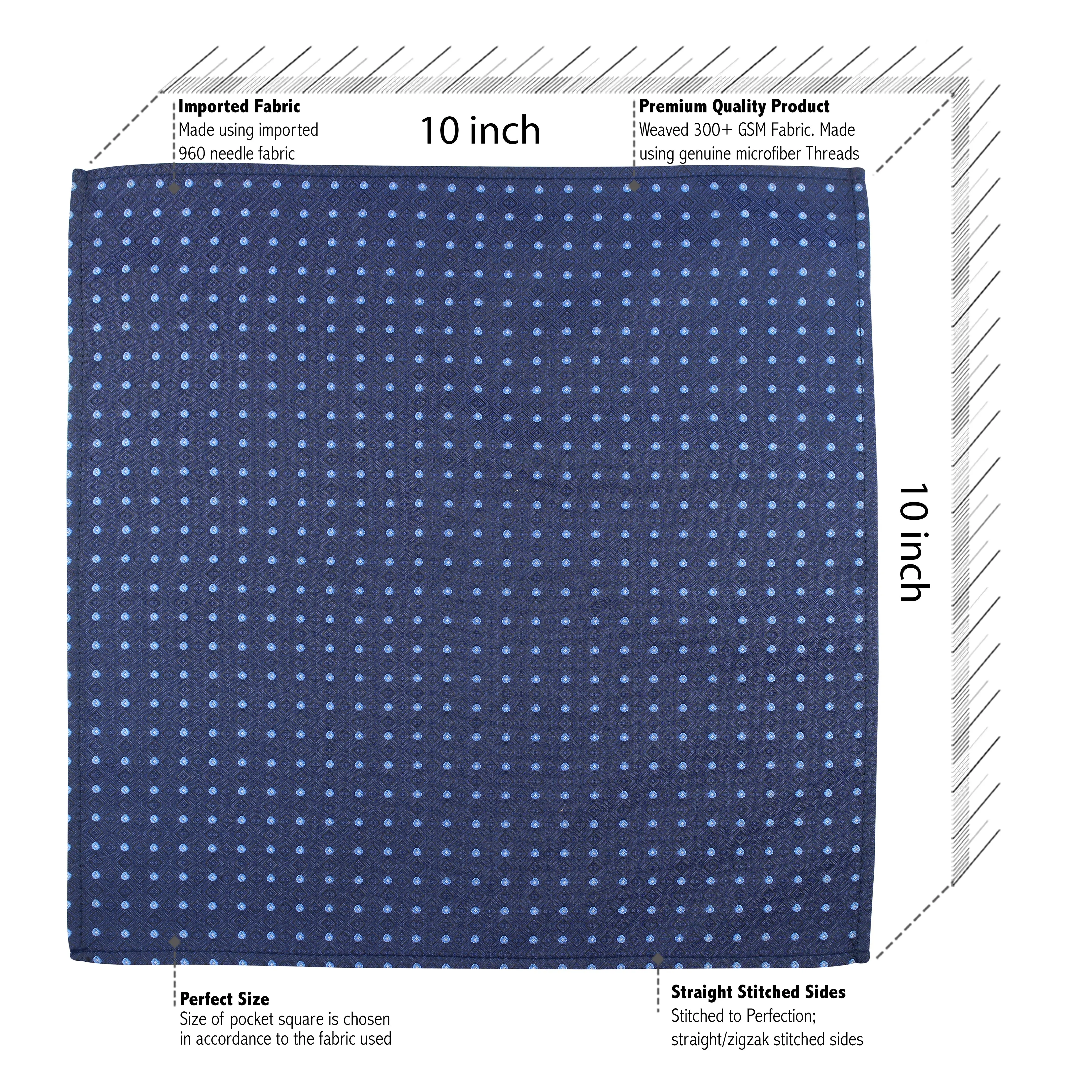 Kovove Classy Blue Polka Dot Necktie and Pocket Square Gift Box