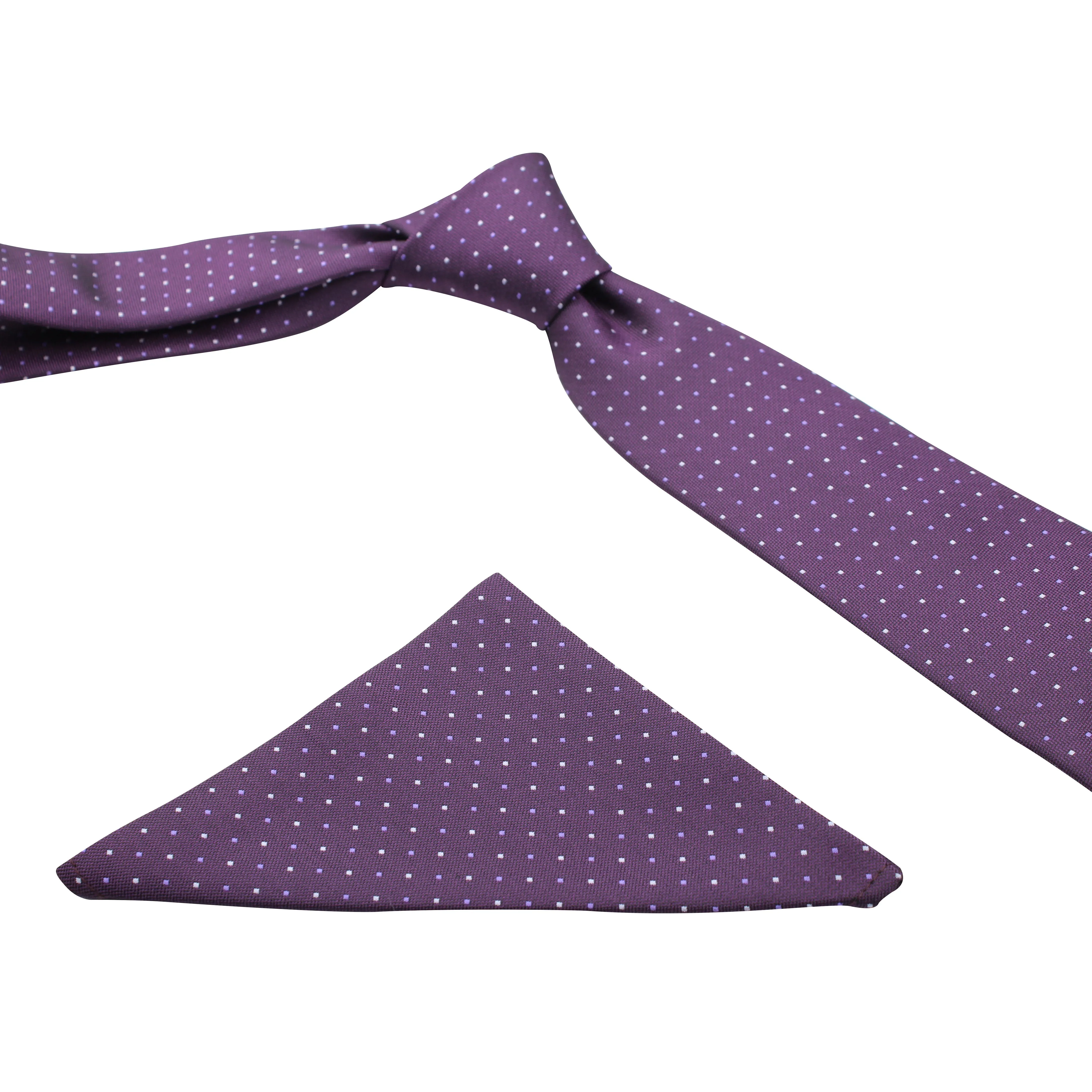 Kovove Elegant Purple Polka Dot Necktie and Pocket Square Gift Box