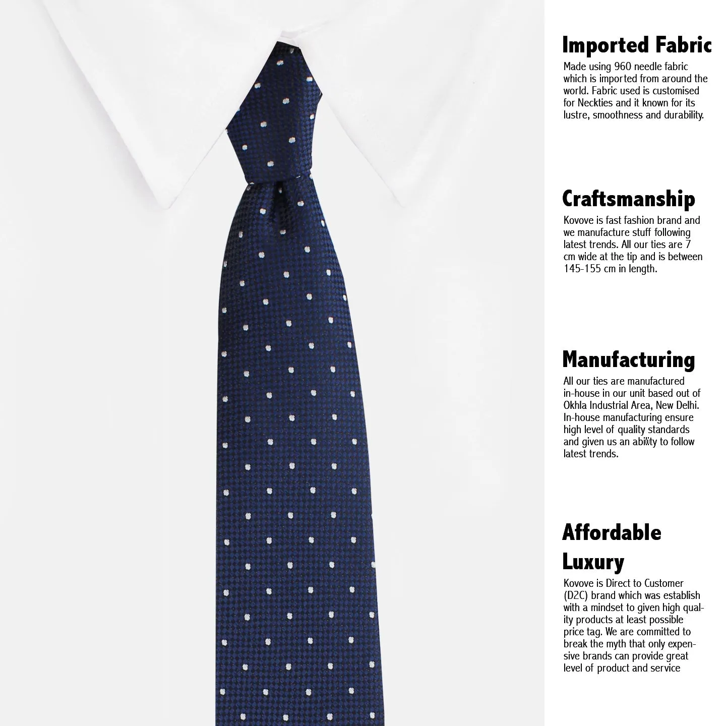 Kovove The Elegant Polka Dot Blue Necktie For Men