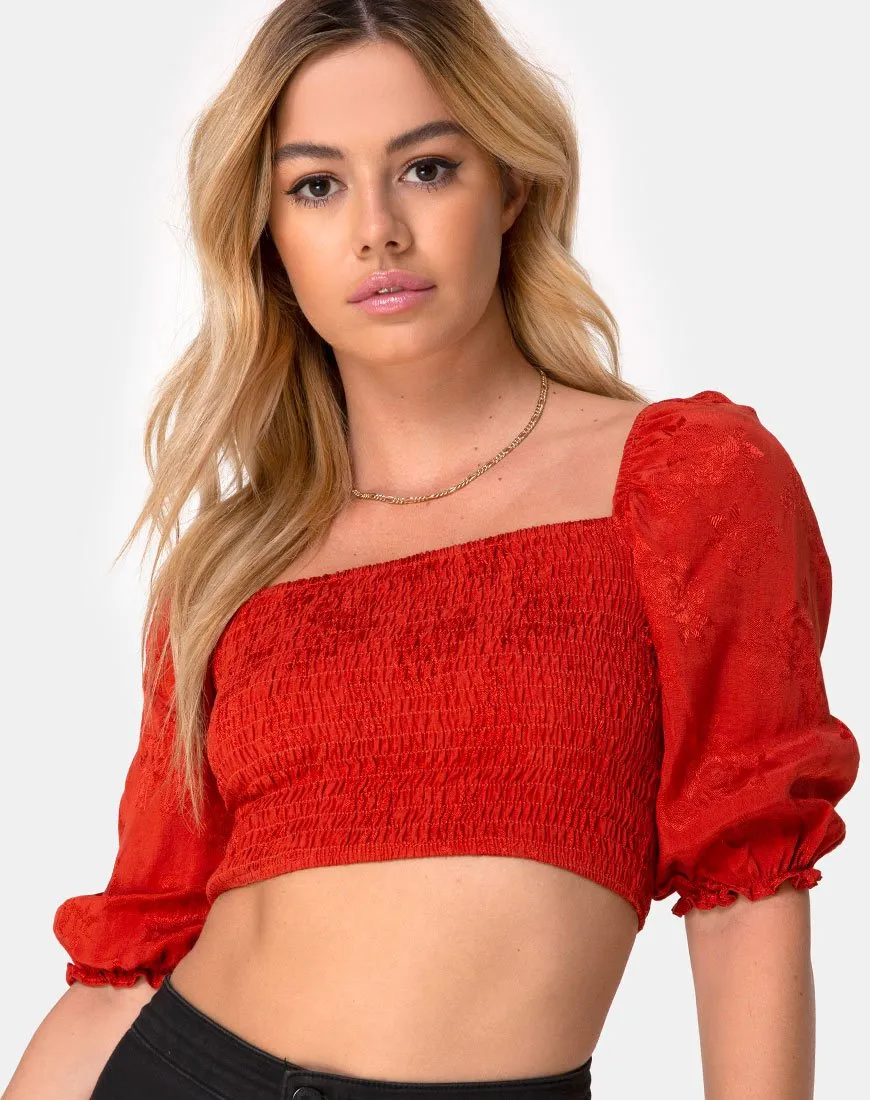 Lilian Crop Top in Satin Rose Rust