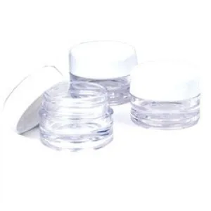 Lip Balm Pots 1/8 oz., Clear with White Caps (12 pack)