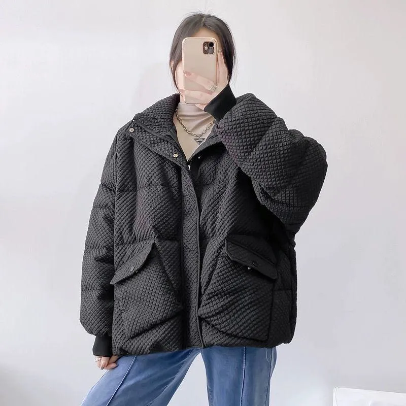 Loose Fit Cropped Thickened Worn Outside Puffer Jacket