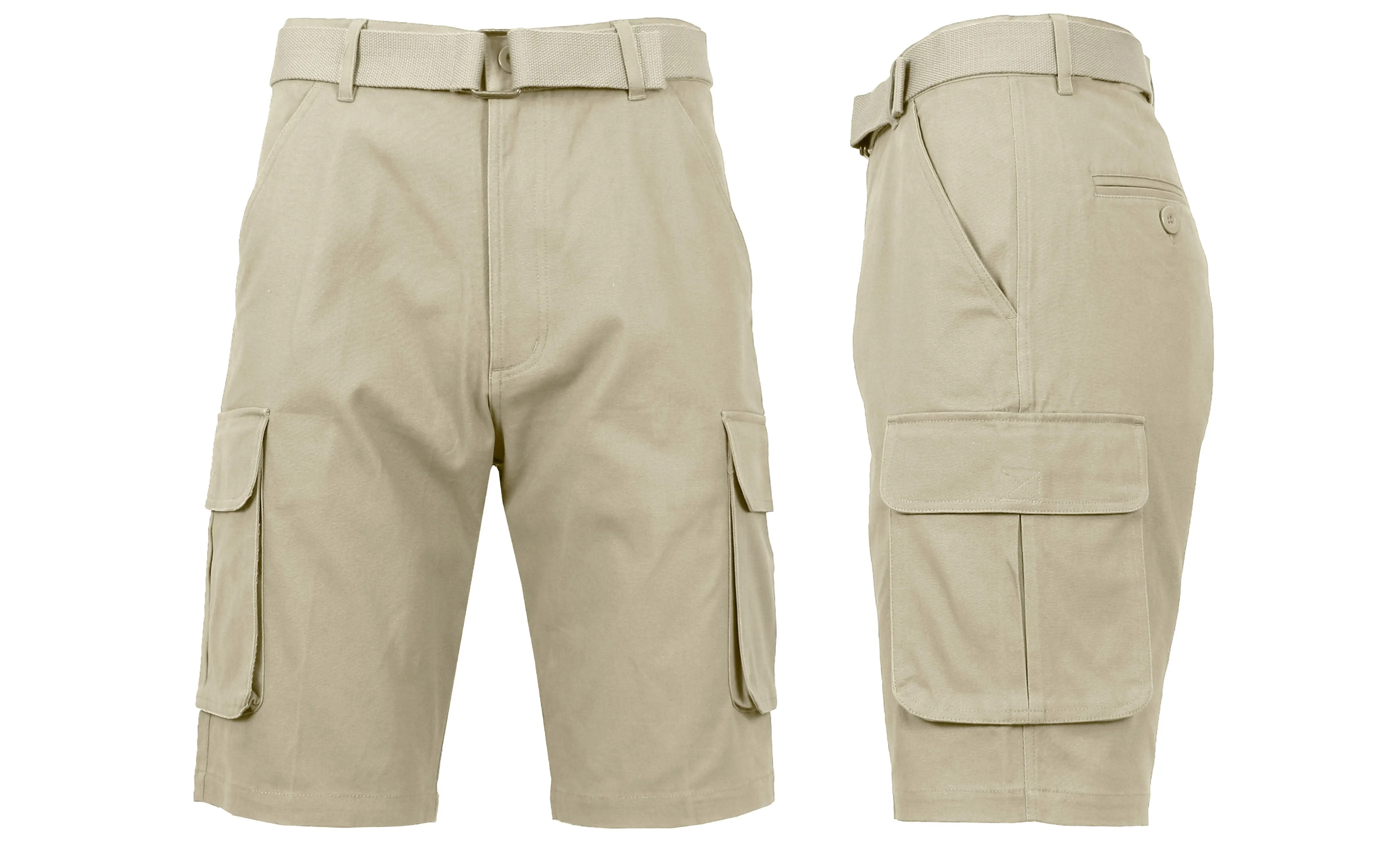 Men's Cotton Flex Stretch Cargo Shorts with Belt