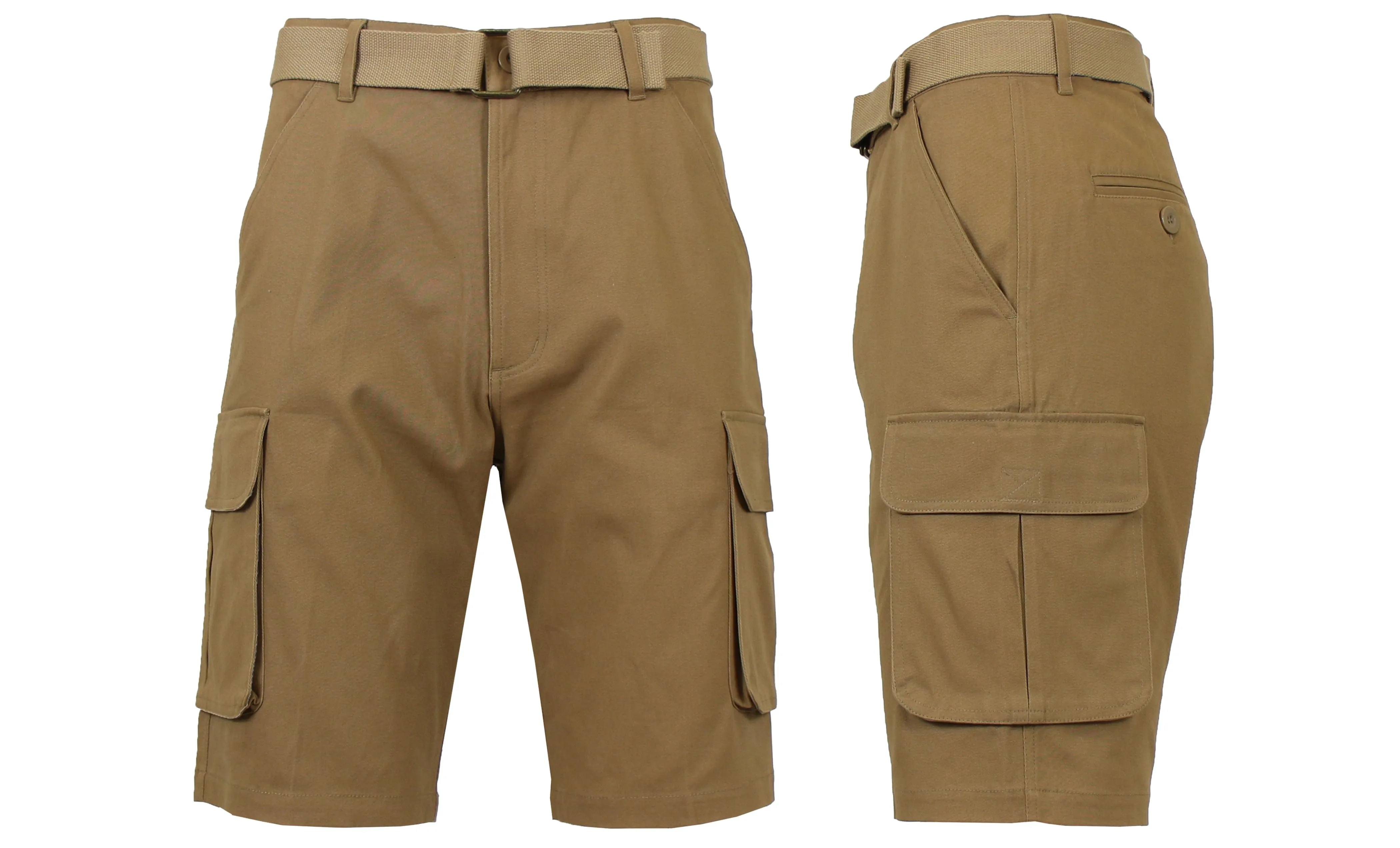 Men's Cotton Flex Stretch Cargo Shorts with Belt