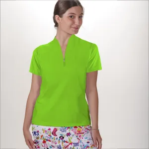 NEON GREEN POLO QUARTER ZIP TOP