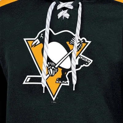 New - NHL Pittsburgh Penguins Men's Long Sleeve Hooded Sweatshirt with Lace - M