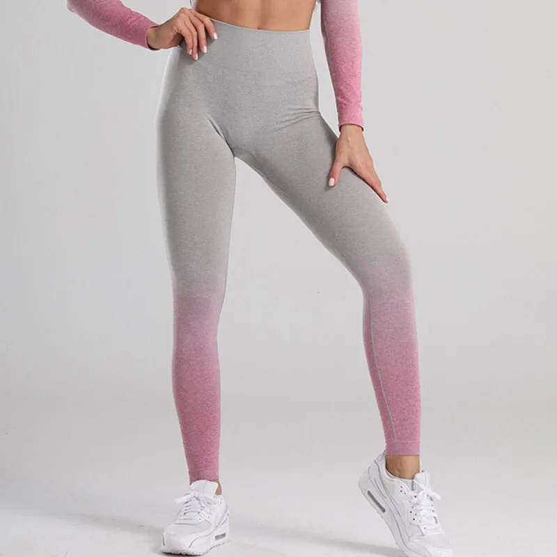 Ombre Seamless High Waisted Women's Leggings