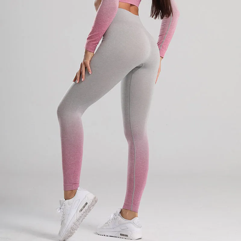 Ombre Seamless High Waisted Women's Leggings