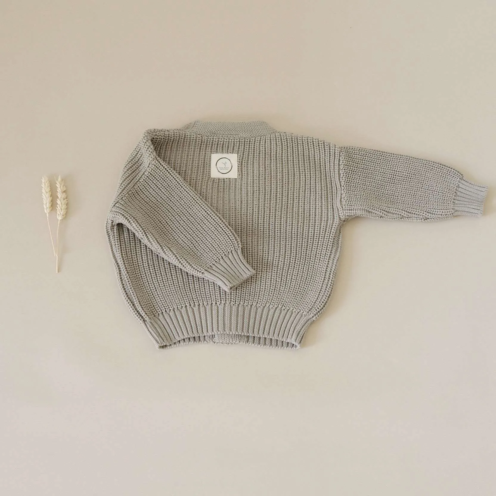 Organic Knit Cardigan - Khaki