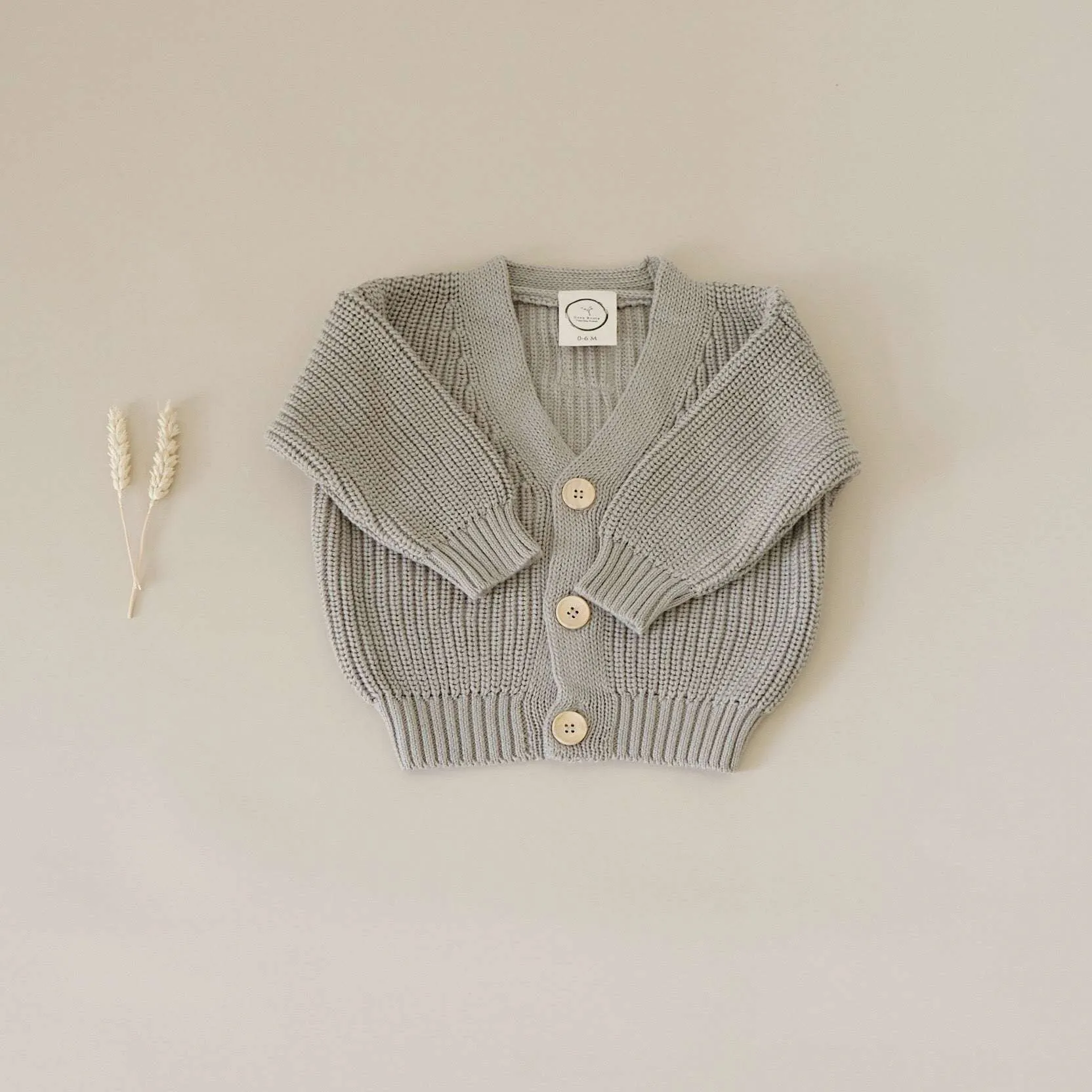 Organic Knit Cardigan - Khaki