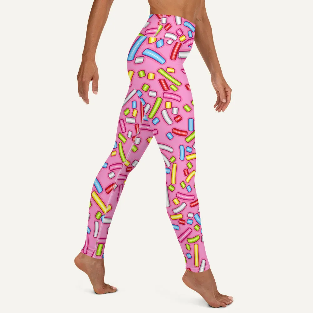 Pink Donut Sprinkles High-Waisted Leggings