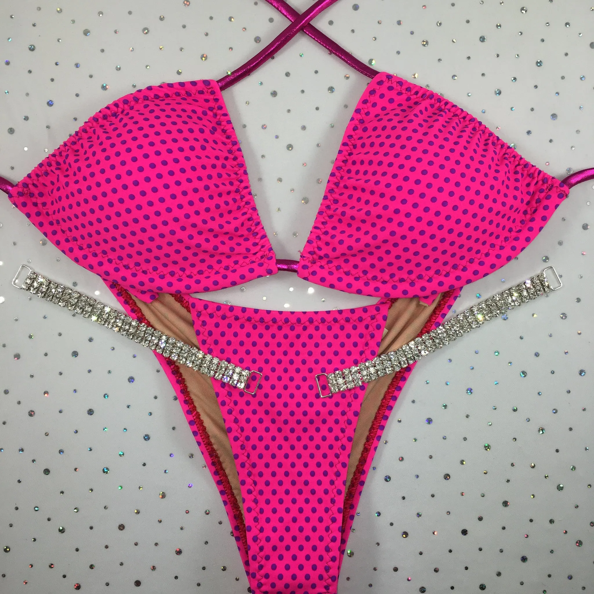 Pink/Purple Polka Dot Brazilian Cheeky Quick Ship