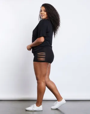 Plus Size Slashed Lounge Shorts