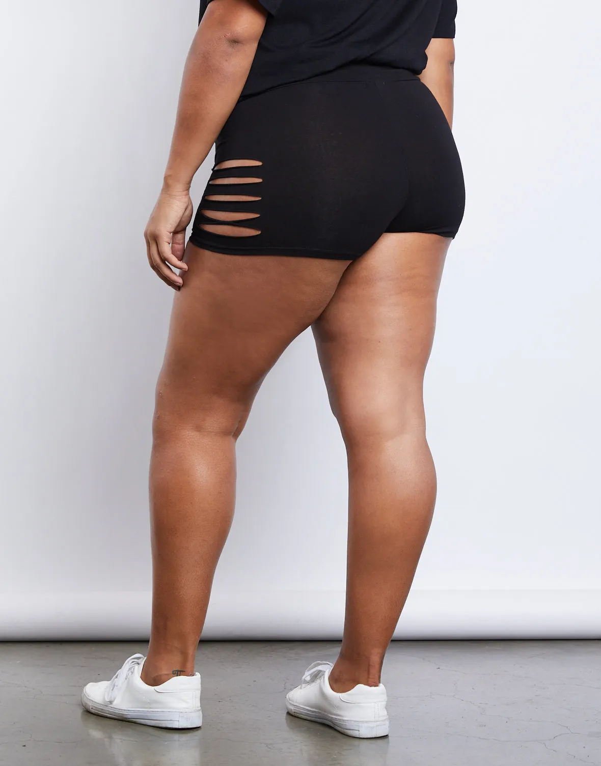 Plus Size Slashed Lounge Shorts