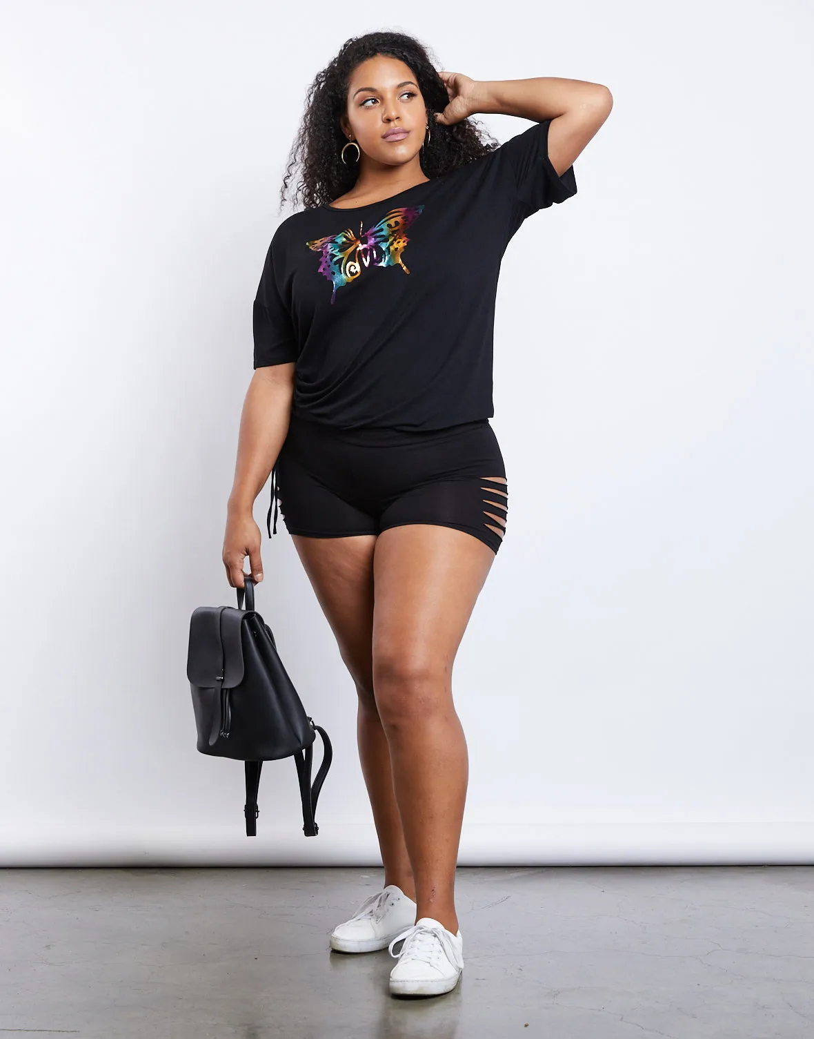 Plus Size Slashed Lounge Shorts