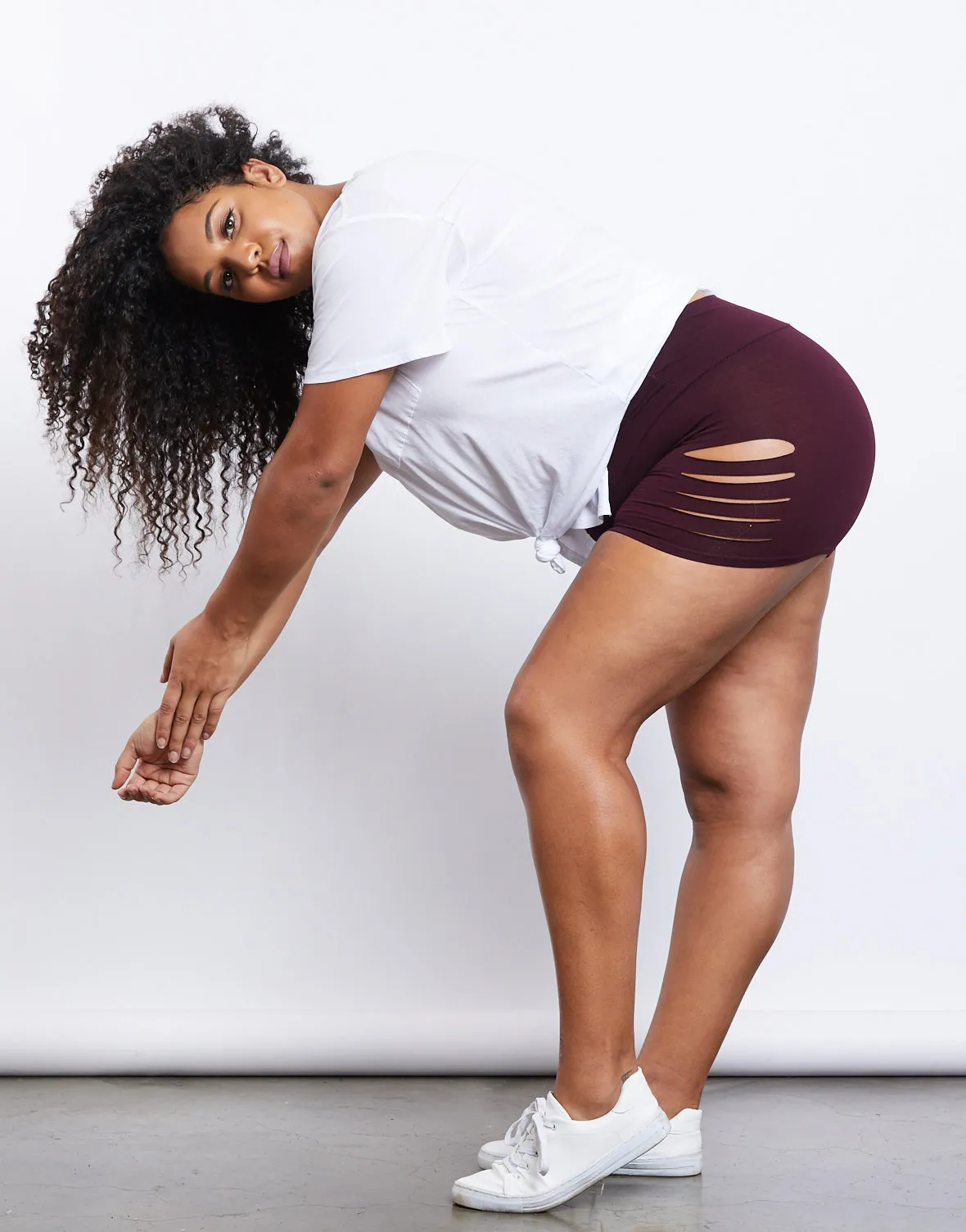 Plus Size Slashed Lounge Shorts