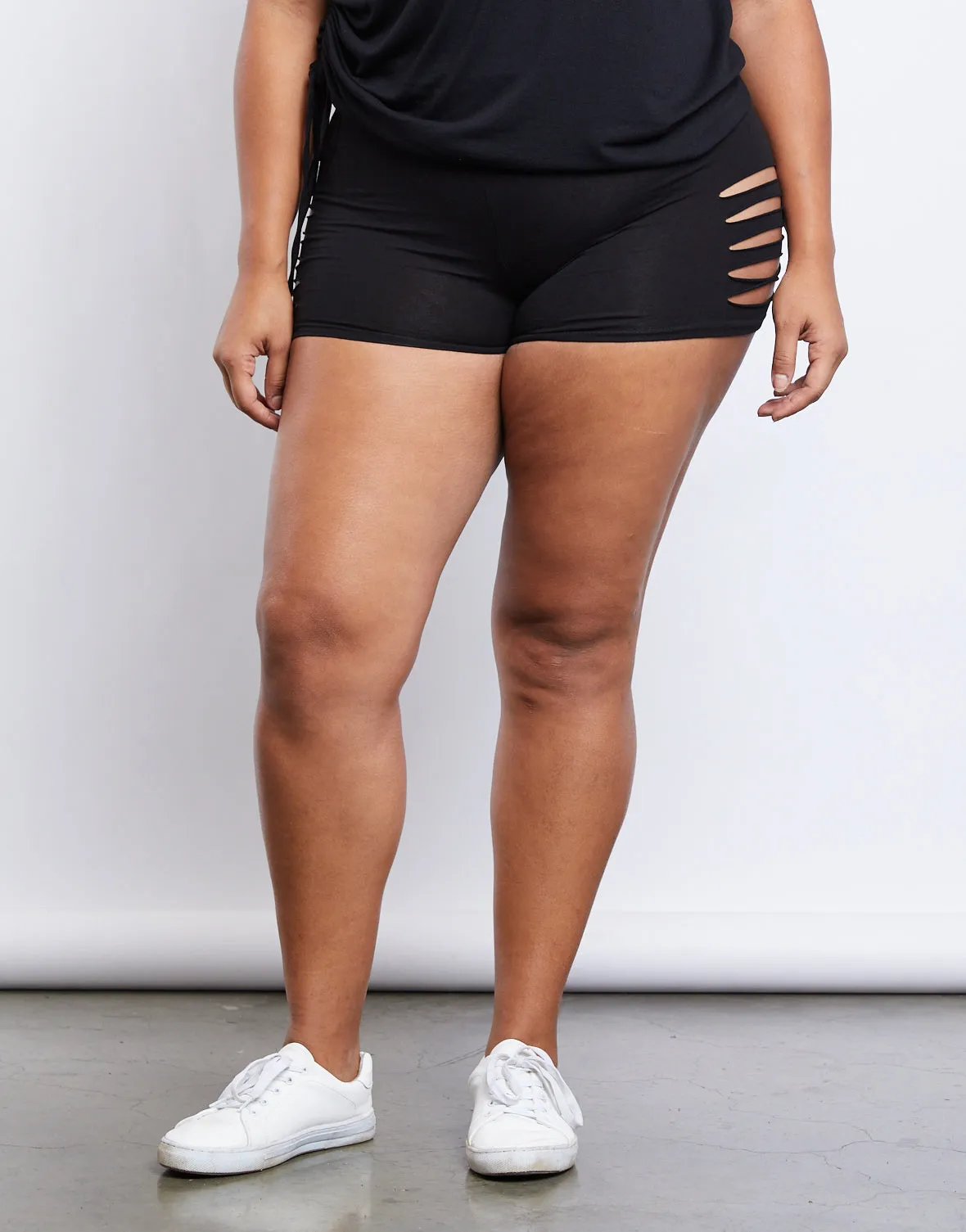 Plus Size Slashed Lounge Shorts