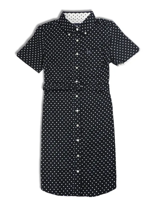 Polka Dot Shirt Dress (blue)