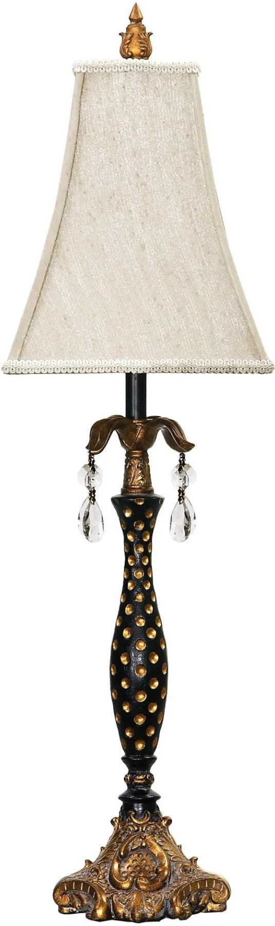 Polka Dot Table Lamp In Gold Leaf and Black