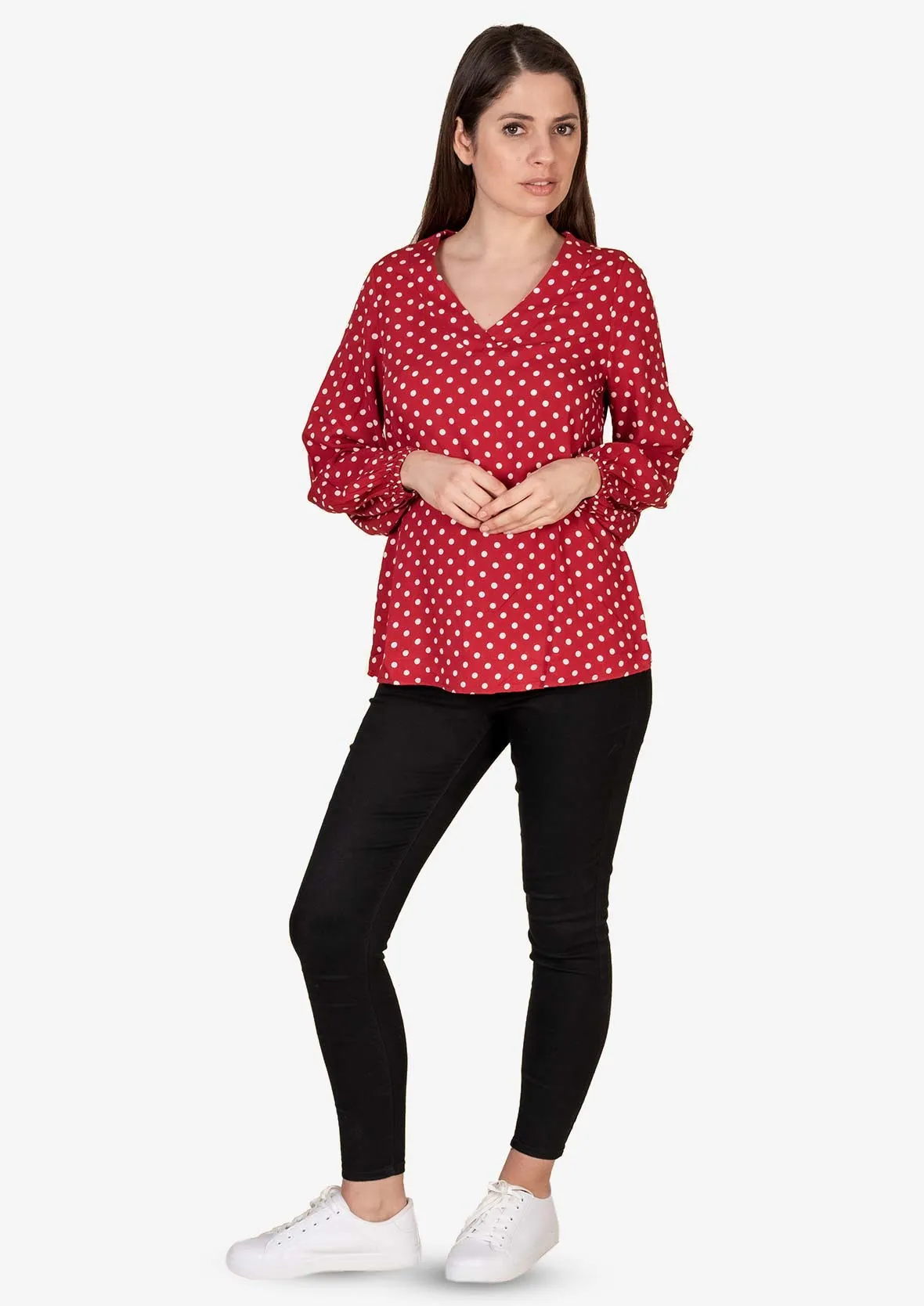 Polka Dot V-Neck Top