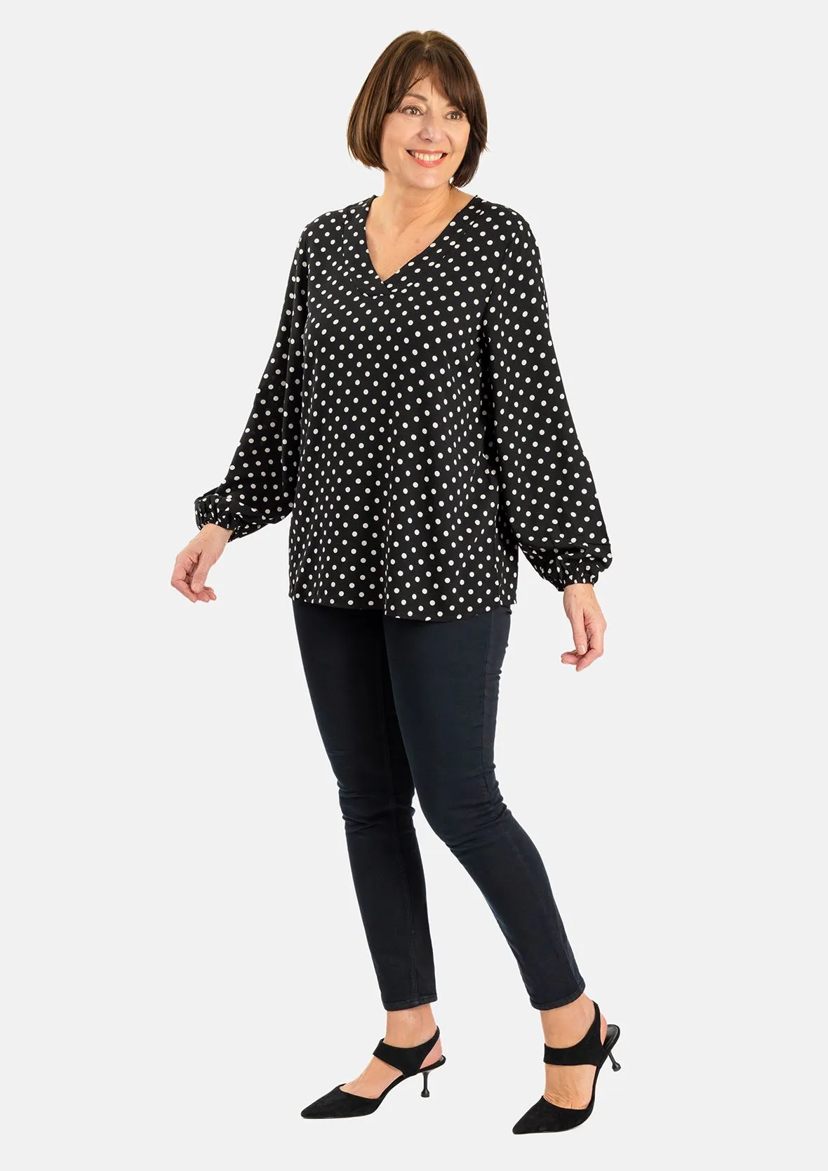 Polka Dot V-Neck Top