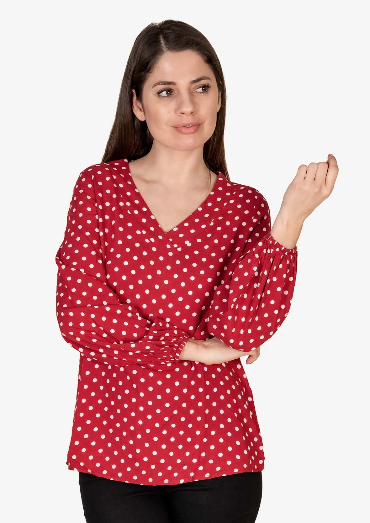 Polka Dot V-Neck Top