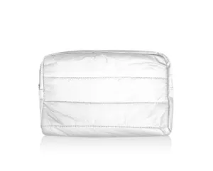 Puffer Mini Clutch with Loopholes in Shimmer White