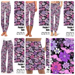 Purple Floral Bats leggings and skorts