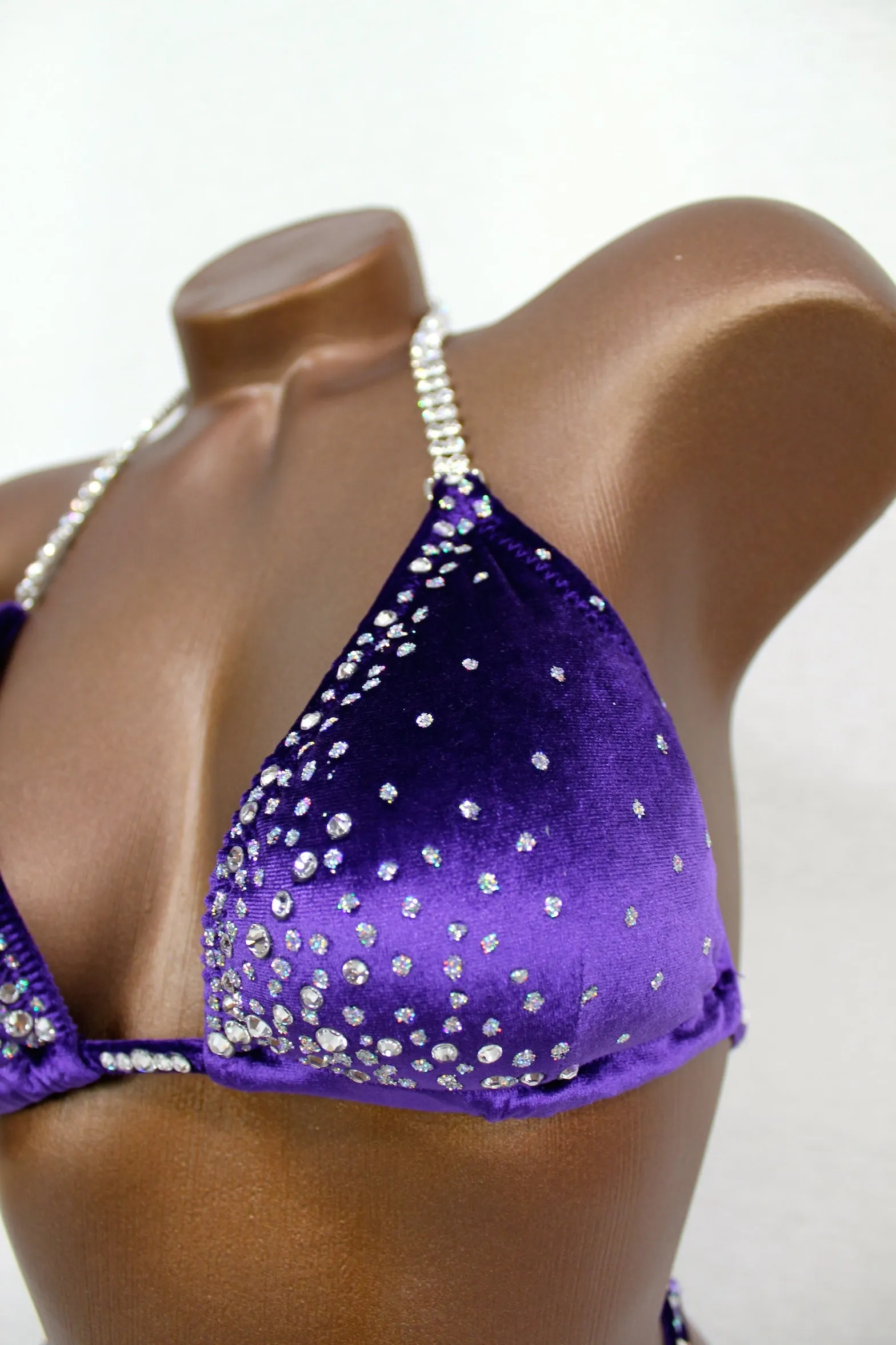 Purple Velvet Two-Piece Figure Competition Suit