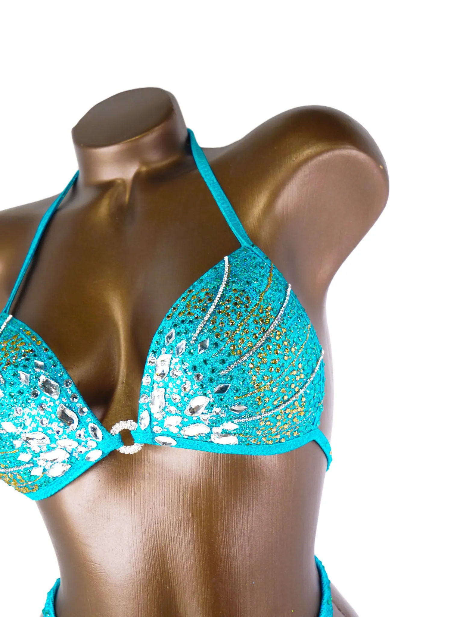 Ready Made Sparkling Teal Figure Competition Suit