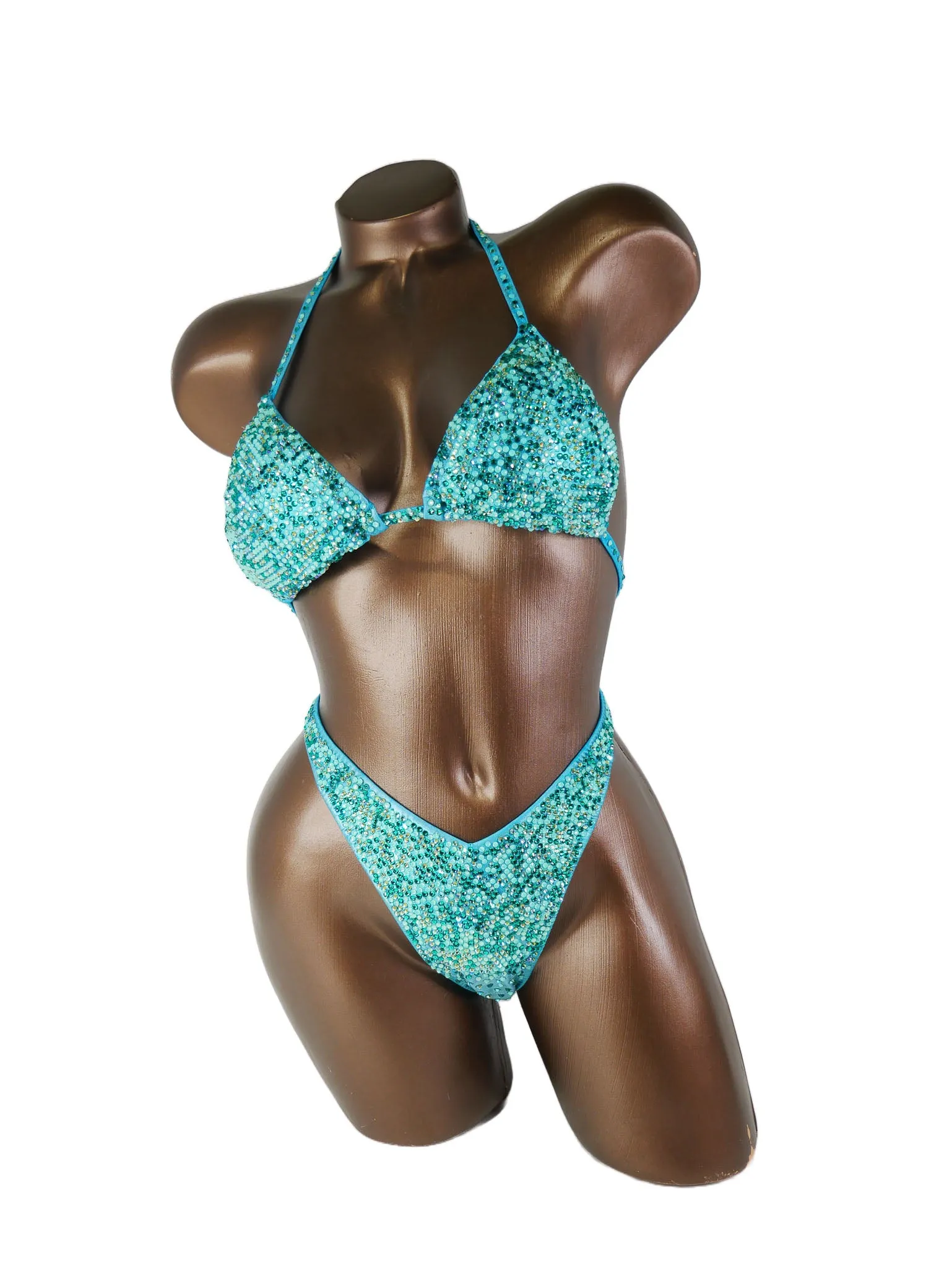 Ready Made Teal Metallic Opal Figure Competition Suit