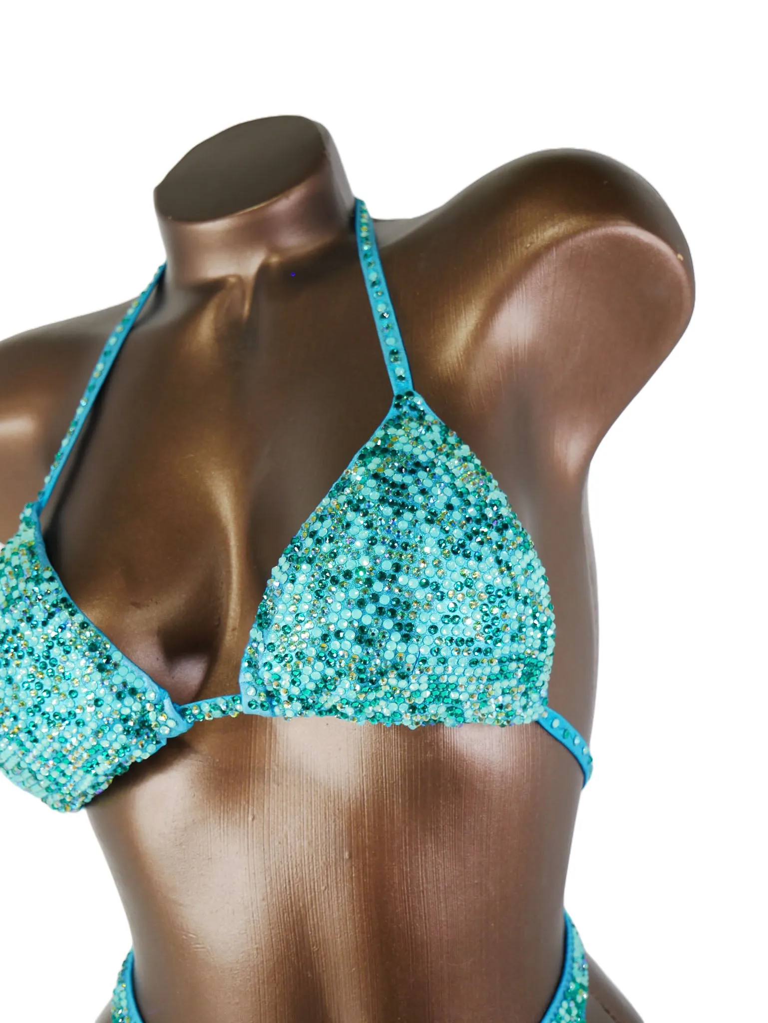 Ready Made Teal Metallic Opal Figure Competition Suit