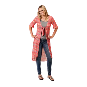 Roper Women's Cactus Print Orange Cardigan