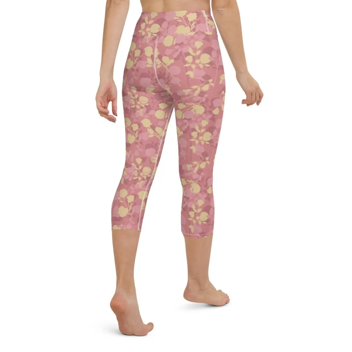 Rosy Floral Women's Capri Yoga Pants