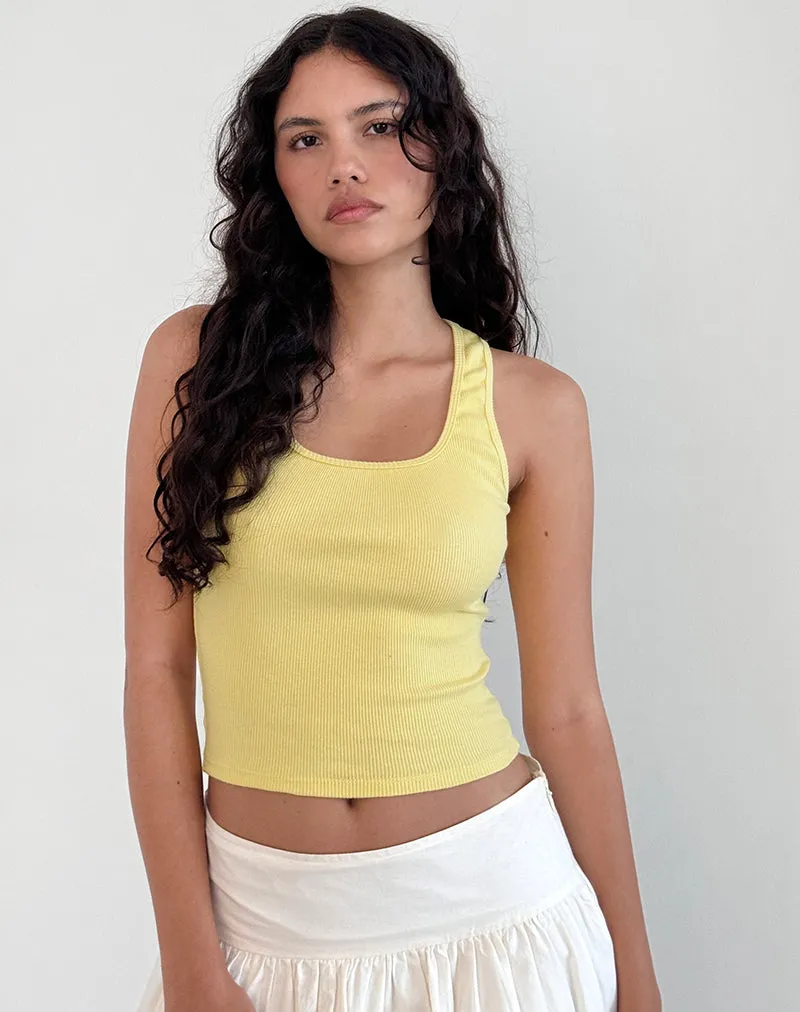 Roxe Ribbed Vest Top in Lemonade