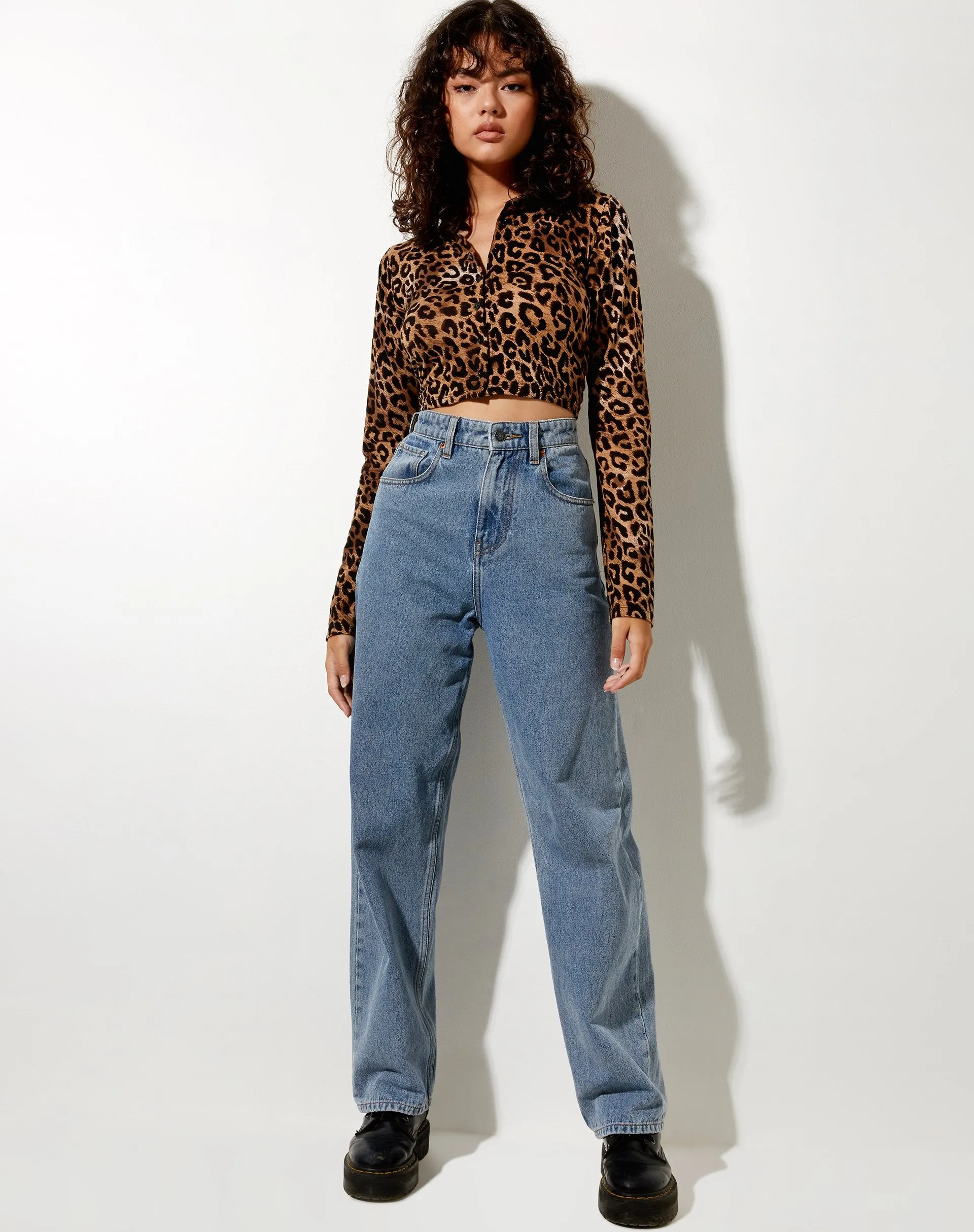 Ryals Crop Top in Night Leopard Brown