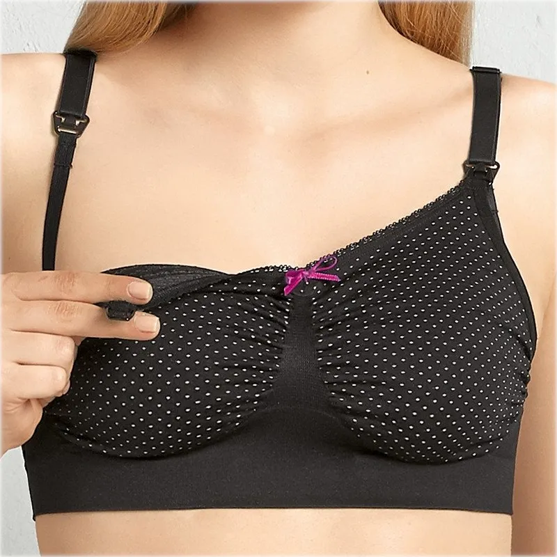 Seamless Non-Wired Nursing Bra Black Polka Dots - Anita