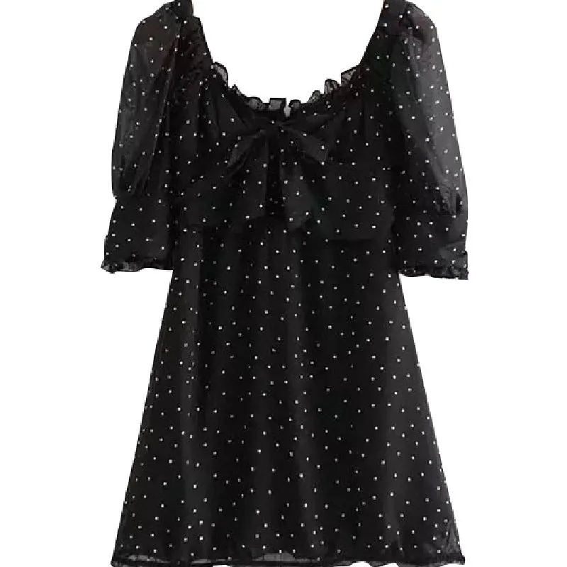 Short Sleeve Polka Dot Mini Dress